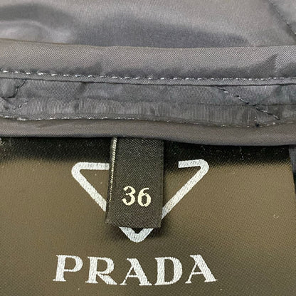 Prada Mini Skirt 36 S Dark Navy Dark Brown Triangle Logo Quilted — view 5