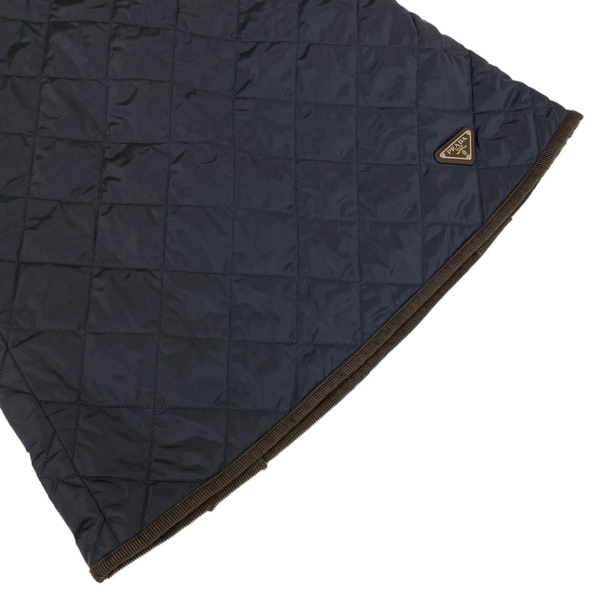 Prada Mini Skirt 36 S Dark Navy Dark Brown Triangle Logo Quilted — view 6