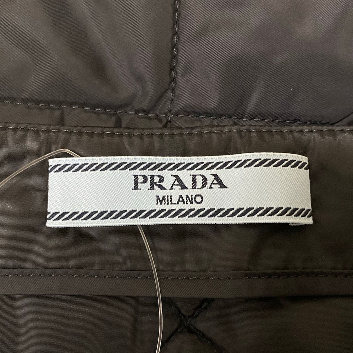 Prada Mini Skirt 36 S Dark Navy Dark Brown Triangle Logo Quilted — view 3