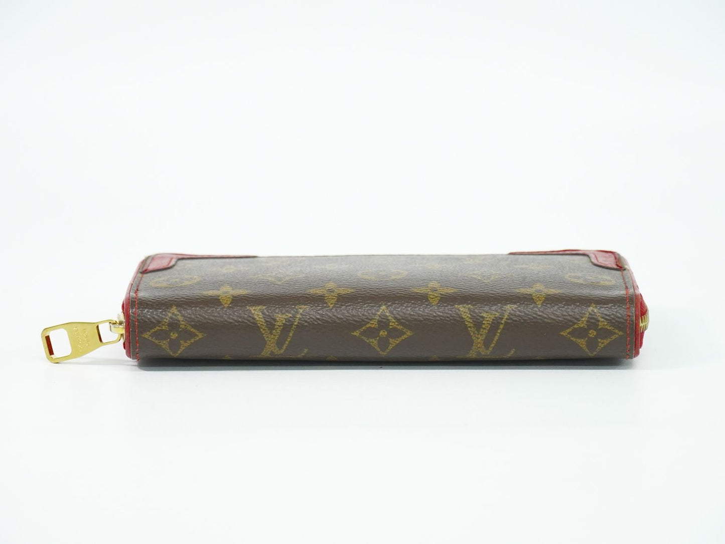 Louis Vuitton LV Zippy Wallet Retiro Monogram Zip Around Brown Red — view 3