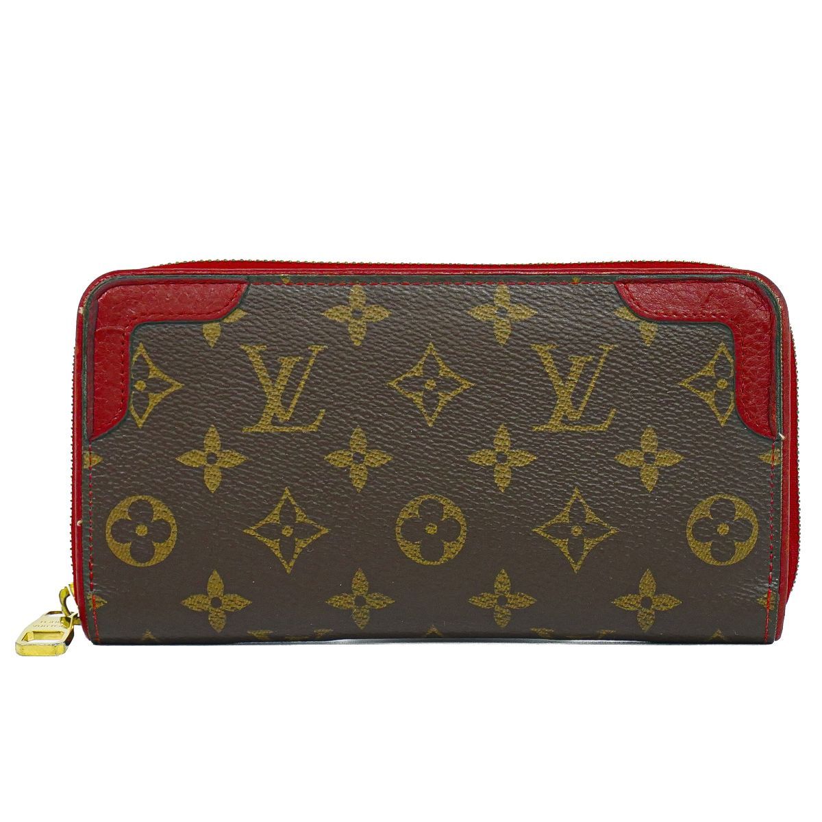Louis Vuitton LV Zippy Wallet Retiro Monogram Zip Around Brown Red