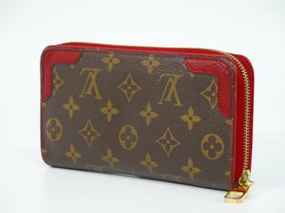 Louis Vuitton LV Zippy Wallet Retiro Monogram Zip Around Brown Red — view 2