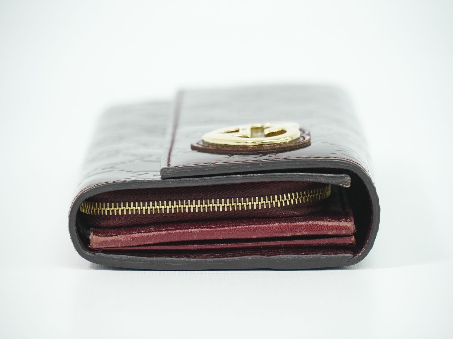 Gucci Brea Heart Guccissima Leather Wallet Metallic Purple — view 4