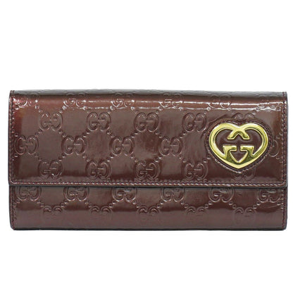 Gucci Brea Heart Guccissima Leather Wallet Metallic Purple