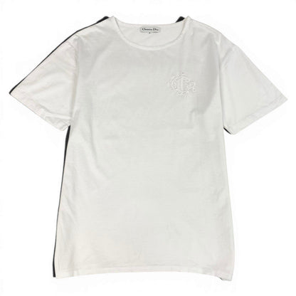 Dior Short Sleeve T-Shirt Cotton Top Logo Embroidery Top M White — view 2