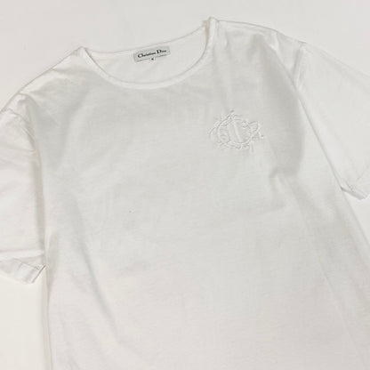 Dior Short Sleeve T-Shirt Cotton Top Logo Embroidery Top M White — view 4