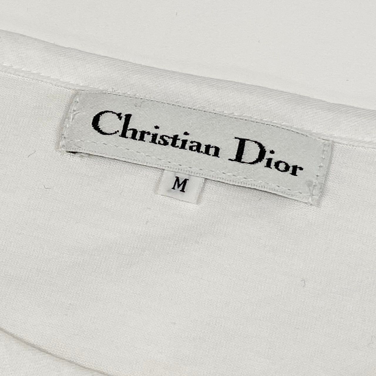 Dior Short Sleeve T-Shirt Cotton Top Logo Embroidery Top M White — view 9