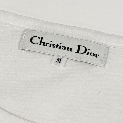 Dior Short Sleeve T-Shirt Cotton Top Logo Embroidery Top M White — view 9