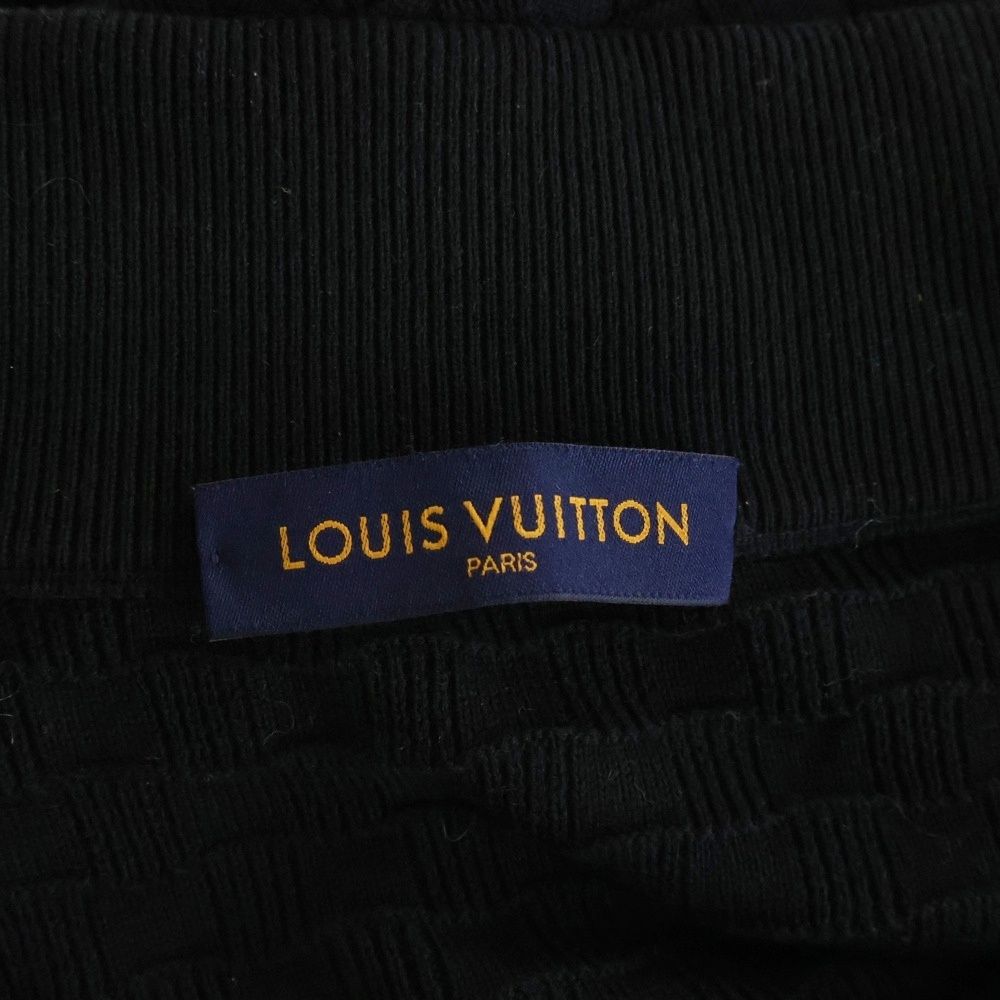 Louis Vuitton Front Leather Logo Patch Damier Zip Long Sleeve Knit Cardigan — view 6