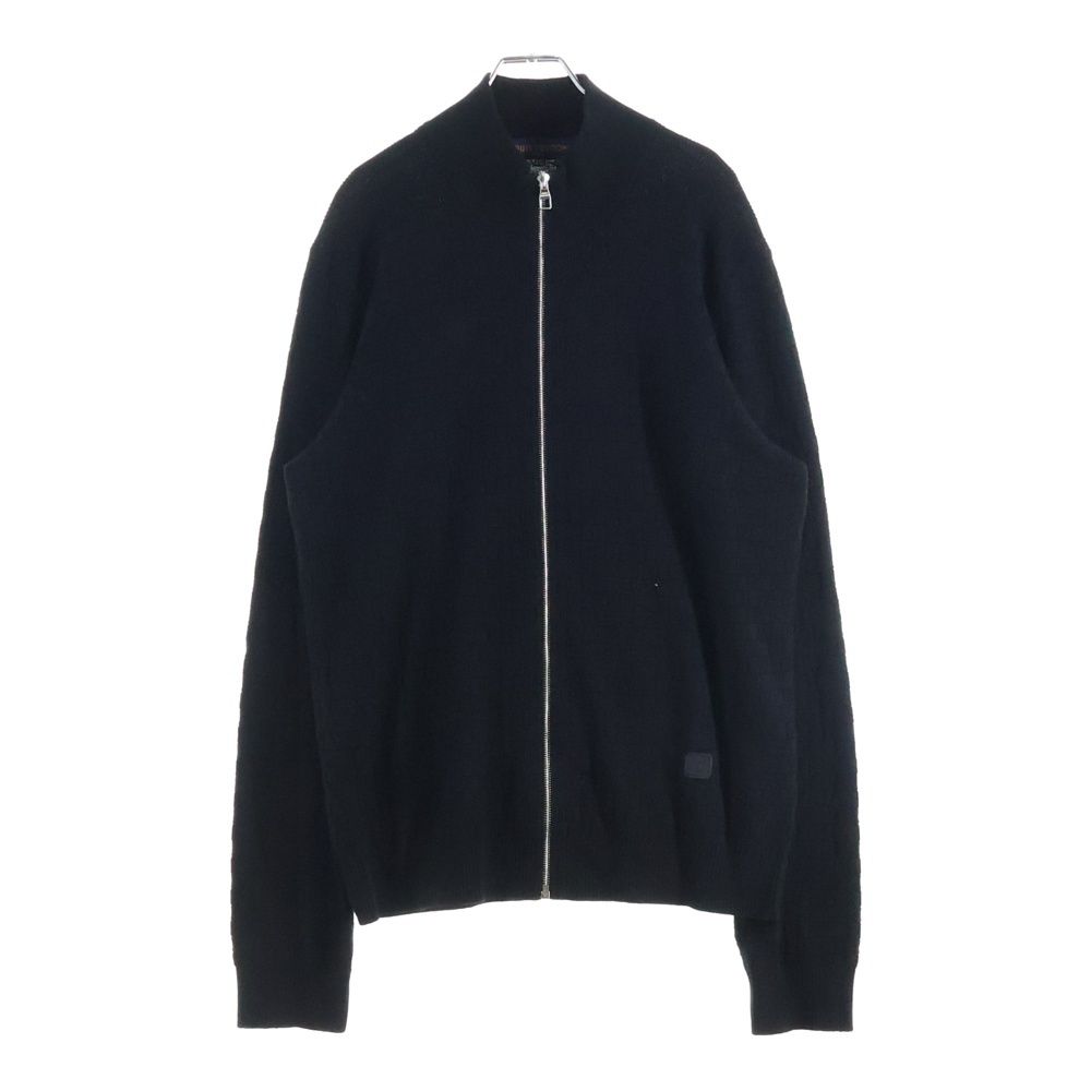 Louis Vuitton Front Leather Logo Patch Damier Zip Long Sleeve Knit Cardigan