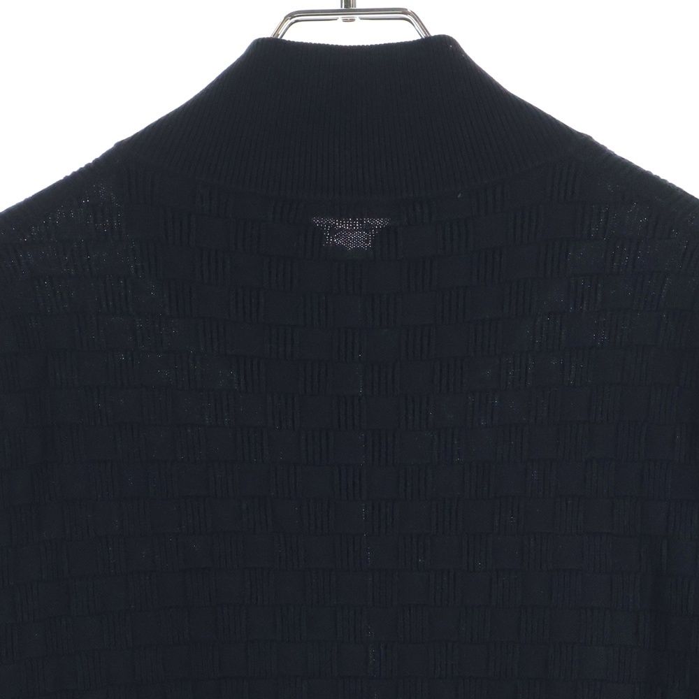 Louis Vuitton Front Leather Logo Patch Damier Zip Long Sleeve Knit Cardigan — view 4