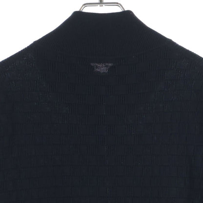 Louis Vuitton Front Leather Logo Patch Damier Zip Long Sleeve Knit Cardigan — view 4