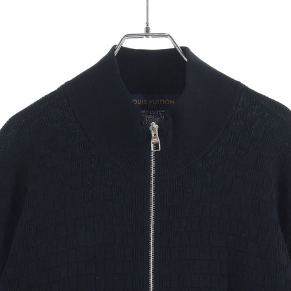 Louis Vuitton Front Leather Logo Patch Damier Zip Long Sleeve Knit Cardigan — view 3