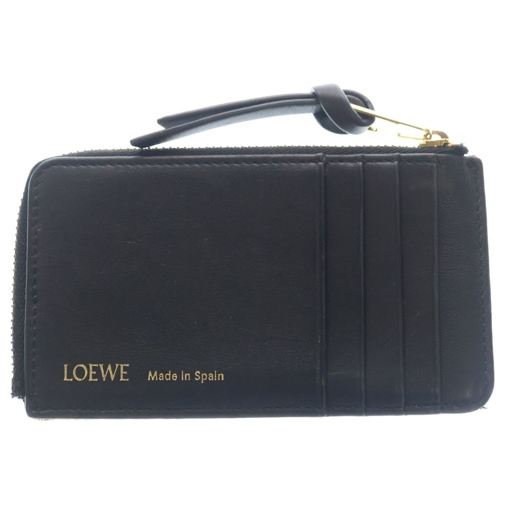 Loewe Anagram Jacquard Canvas Leather Card Coin Case Navy — view 2