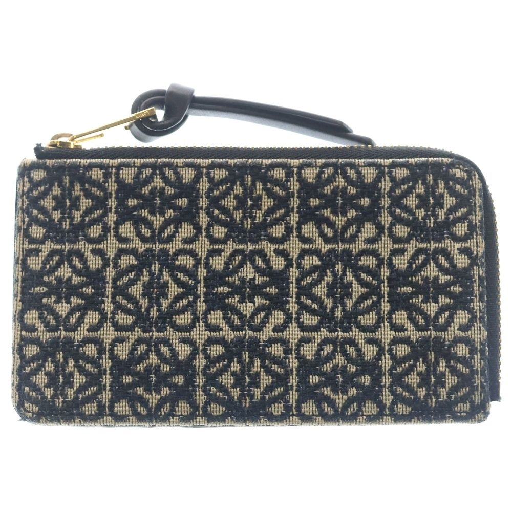 Loewe Anagram Jacquard Canvas Leather Card Coin Case Navy