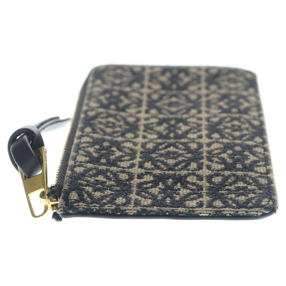 Loewe Anagram Jacquard Canvas Leather Card Coin Case Navy — view 3