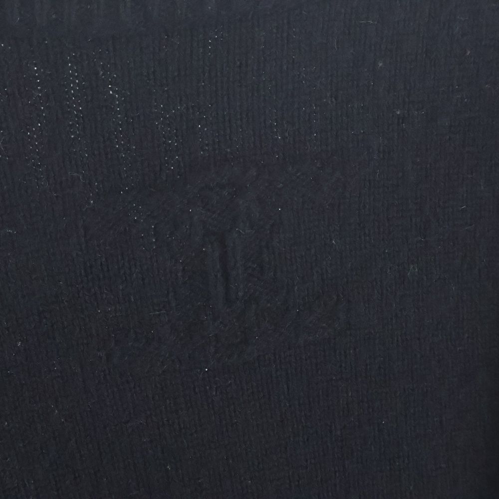 Celine Logo Embroidery Heritage Cashmere Crew Neck Sweater Black — view 6