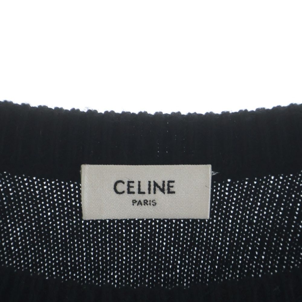 Celine Logo Embroidery Heritage Cashmere Crew Neck Sweater Black — view 7