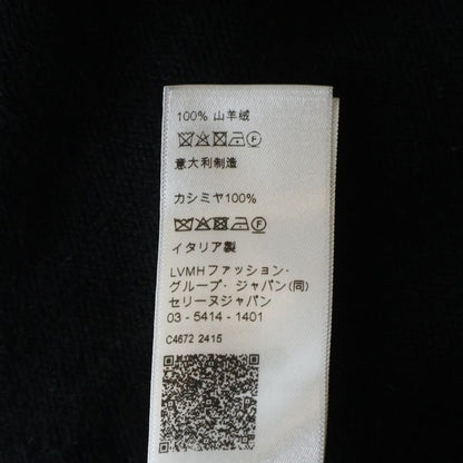 Celine Logo Embroidery Heritage Cashmere Crew Neck Sweater Black — view 8