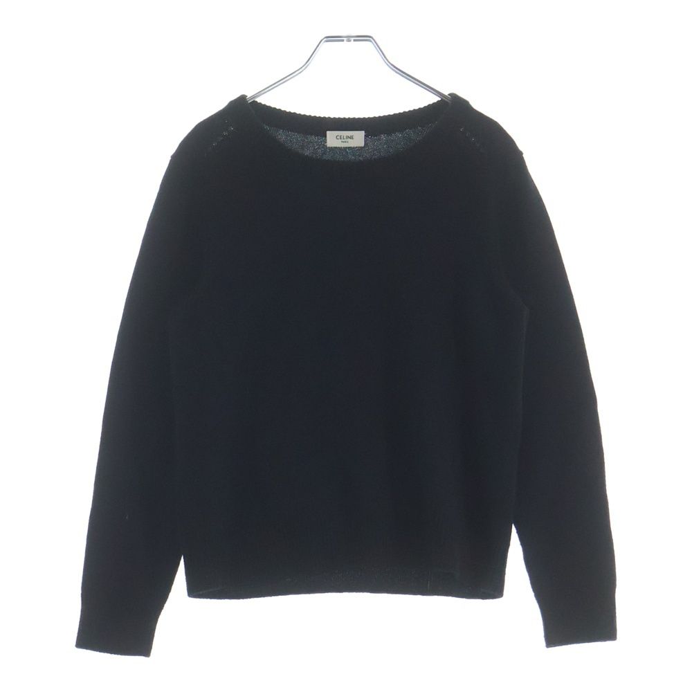 Celine Logo Embroidery Heritage Cashmere Crew Neck Sweater Black