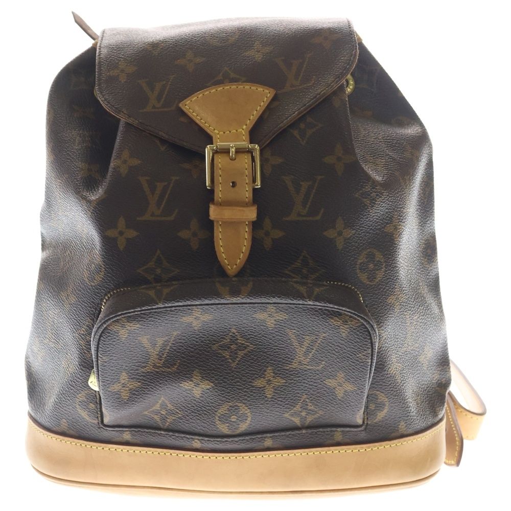 Louis Vuitton Monogram Montsouris PM Backpack Shoulder Bag Brown Leather Gold