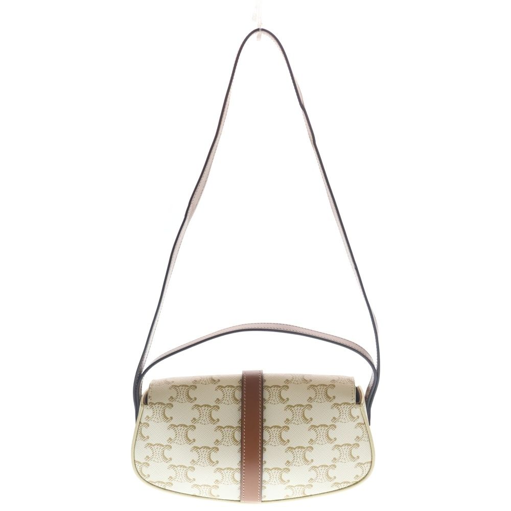 Celine Triomphe Tab Clutch 2-Way Shoulder Bag White Brown Leather Gold — view 2