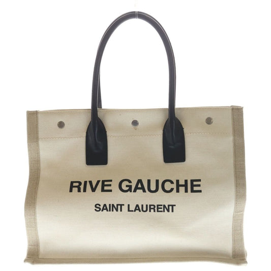 Saint Laurent Paris Rive Gauche Tote Canvas Leather Beige