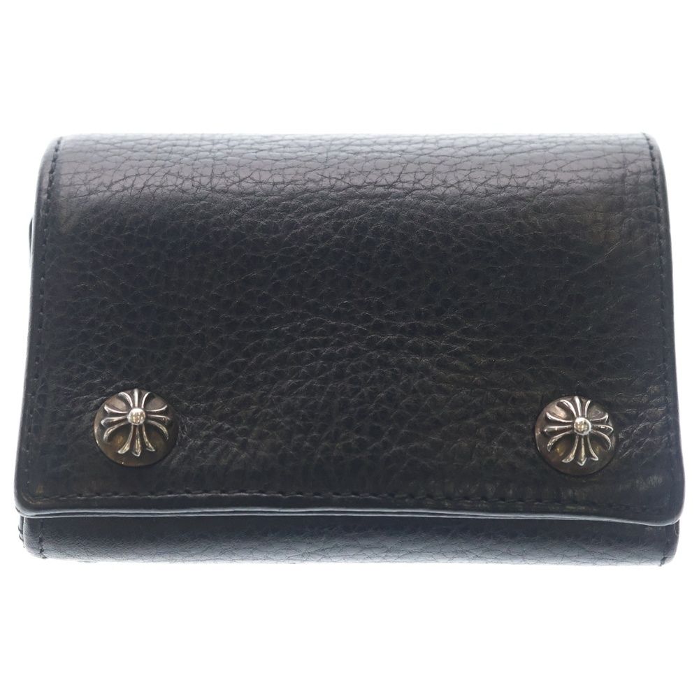 Chrome Hearts Cross Button Leather Wallet Black