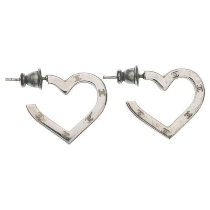 Chanel CC Logo Open Heart Hoop Earrings Silver — view 4