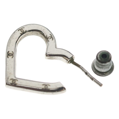 Chanel CC Logo Open Heart Hoop Earrings Silver — view 5