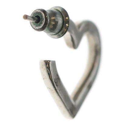 Chanel CC Logo Open Heart Hoop Earrings Silver — view 2