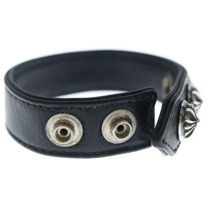 Chrome Hearts Cross Ball 3 Buttons 2 Snaps Leather Bracelet Black Silver — view 6