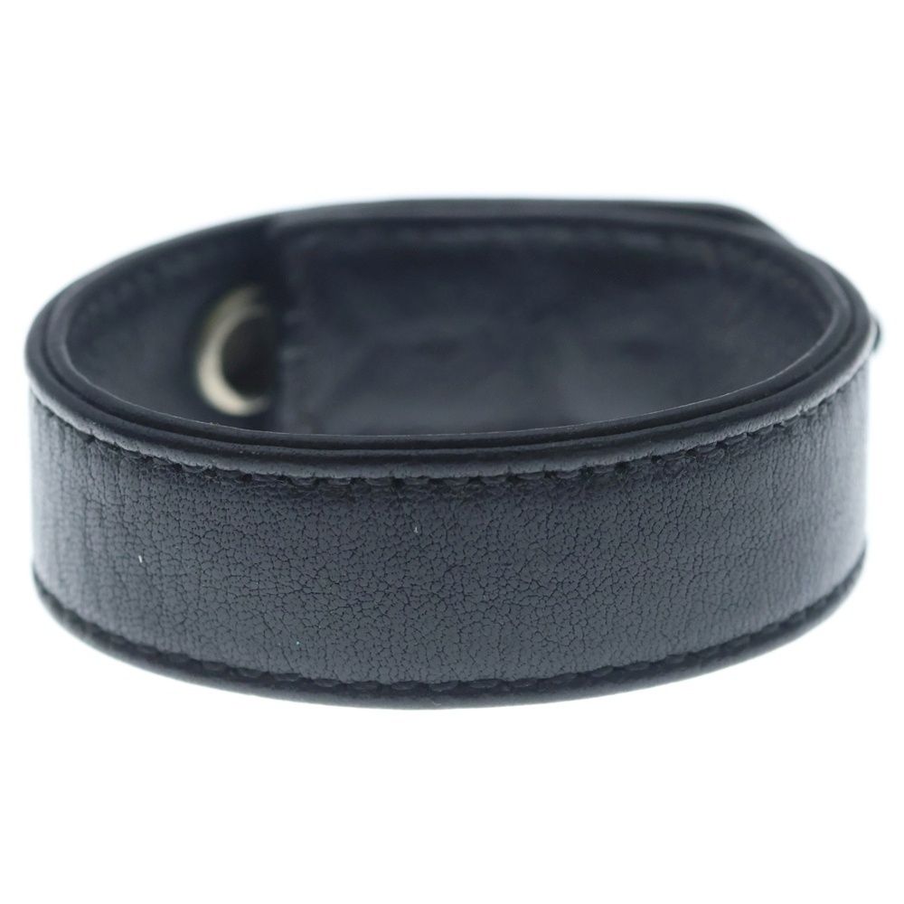 Chrome Hearts Cross Ball 3 Buttons 2 Snaps Leather Bracelet Black Silver — view 2