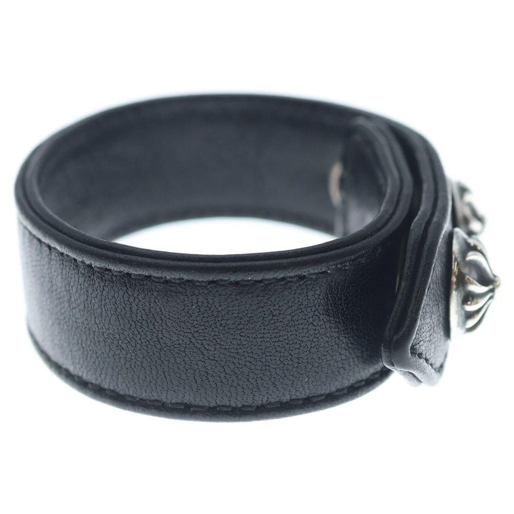 Chrome Hearts Cross Ball 3 Buttons 2 Snaps Leather Bracelet Black Silver — view 3