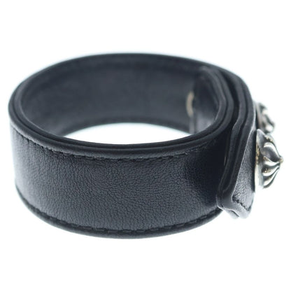 Chrome Hearts Cross Ball 3 Buttons 2 Snaps Leather Bracelet Black Silver — view 3