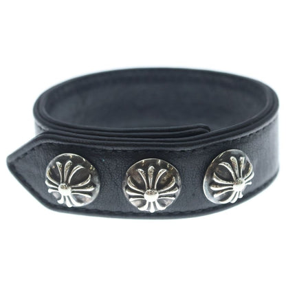 Chrome Hearts Cross Ball 3 Buttons 2 Snaps Leather Bracelet Black Silver — view 4