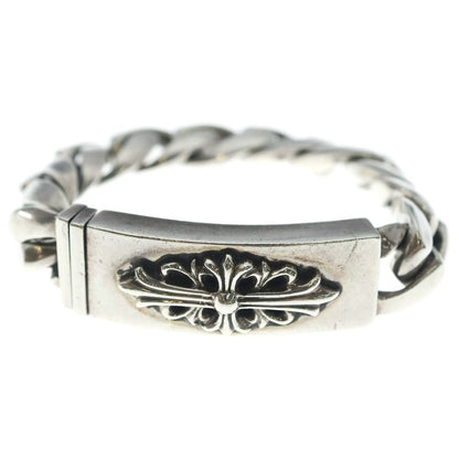 Chrome Hearts ID Floral Crs Cross ID Classic Link Bracelet Silver