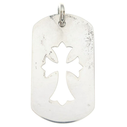 Chrome Hearts D Tag Lrg CO Crs Cutout Cross Dog Tag Large Pendant Top Silver