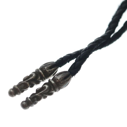 Chrome Hearts Leather Braid Scroll Necklace Black Silver — view 4