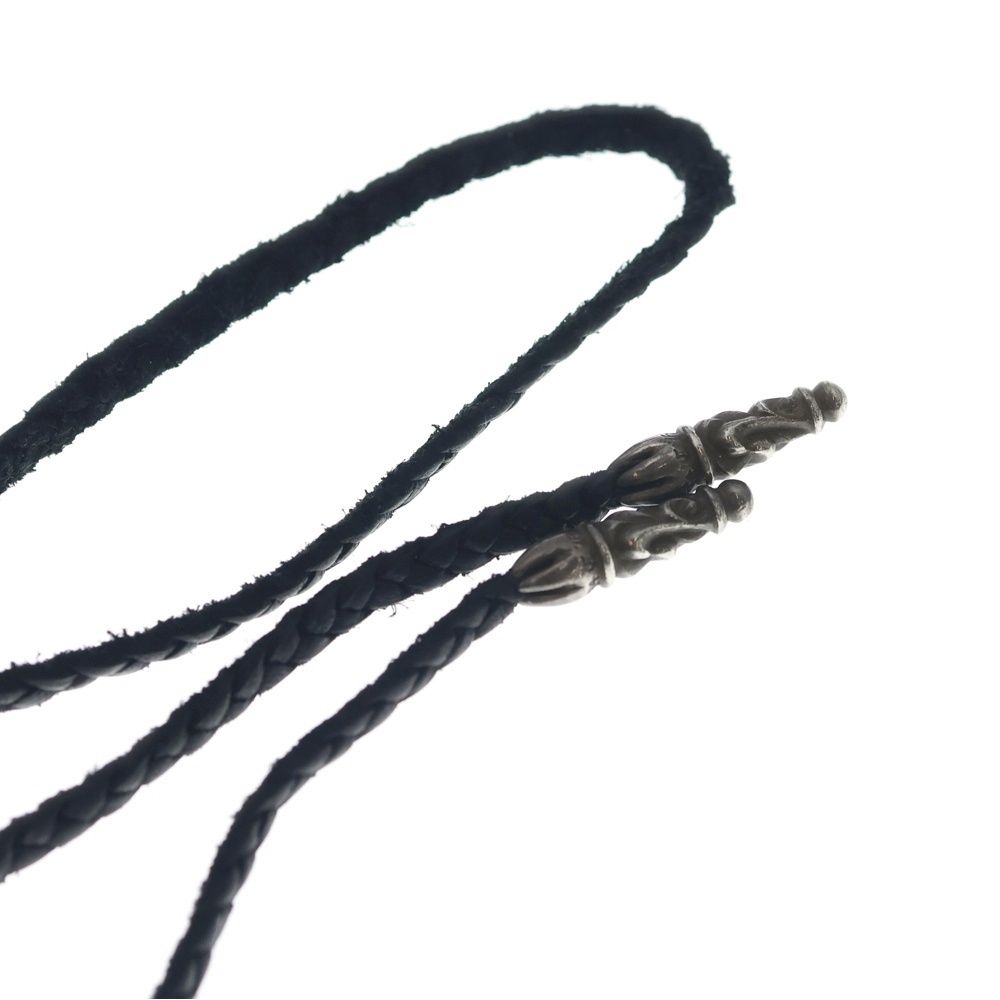 Chrome Hearts Leather Braid Scroll Necklace Black Silver — view 5