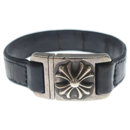 Chrome Hearts Harness Cross Box Leather Bracelet Black Silver — view 4