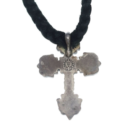 Chrome Hearts Filig Cross Xsm LB Filigree Leather Braid Necklace Silver — view 5