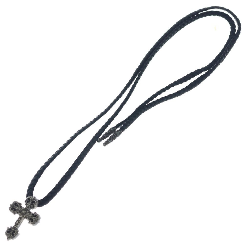 Chrome Hearts Filig Cross Xsm LB Filigree Leather Braid Necklace Silver — view 2