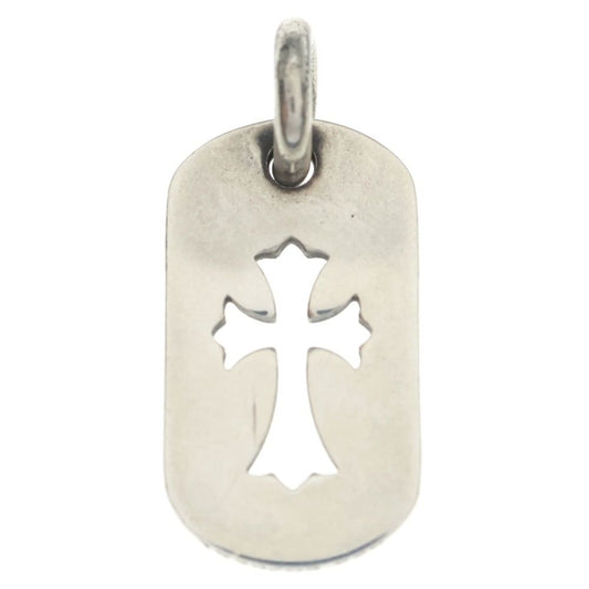 Chrome Hearts D Tag Sml CO Crs Cutout Cross Dog Tag Small Pendant Top Silver