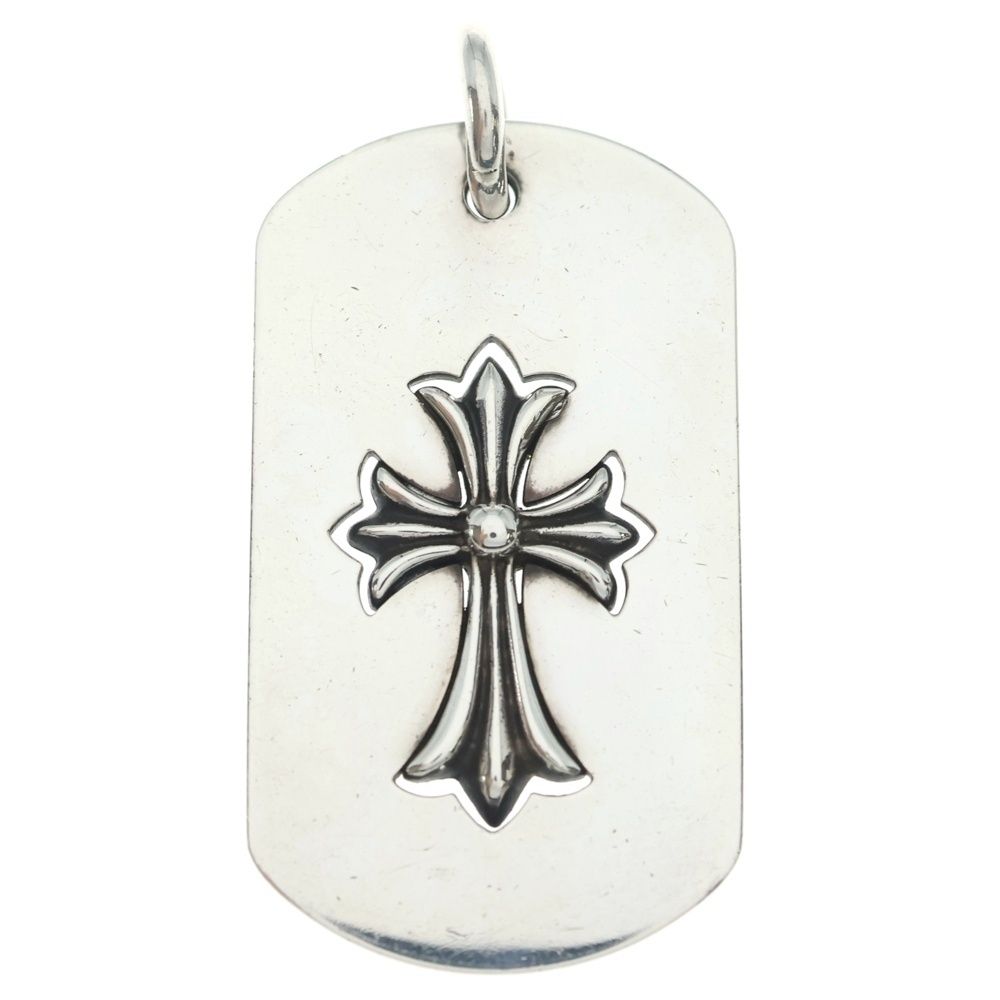 Chrome Hearts D Tag Lrg CO Crs Cutout Cross Dog Tag Large Pendant Top Silver