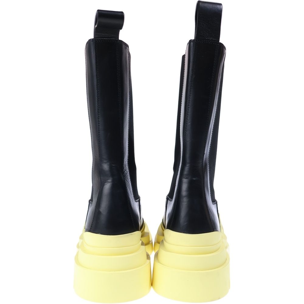 Bottega Veneta Tire Chelsea Boots Side Gore High Cut Black Yellow — view 3