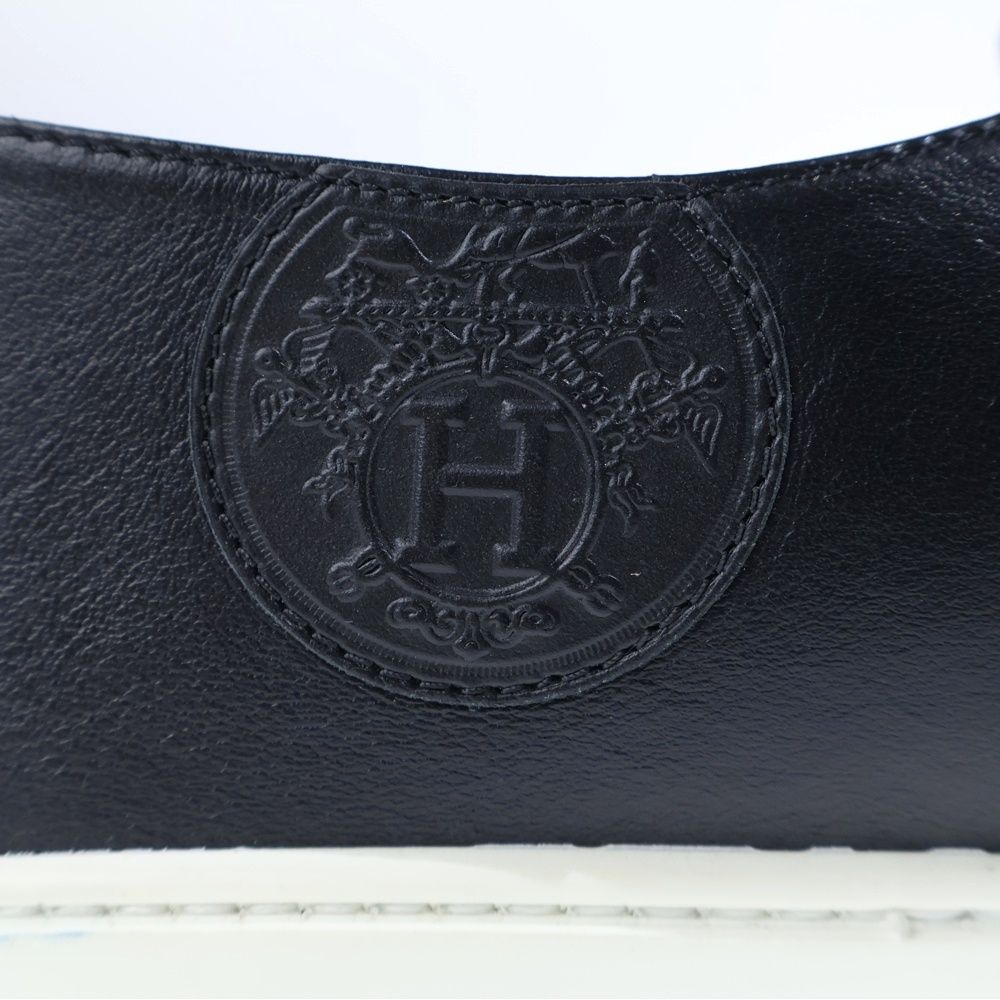 Hermes Perforated Leather Low Cut Sneakers Slip on Black — view 6