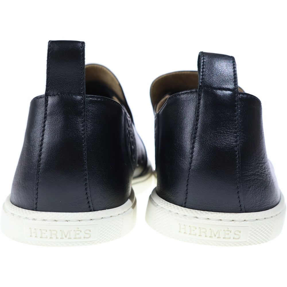 Hermes Perforated Leather Low Cut Sneakers Slip on Black — view 3