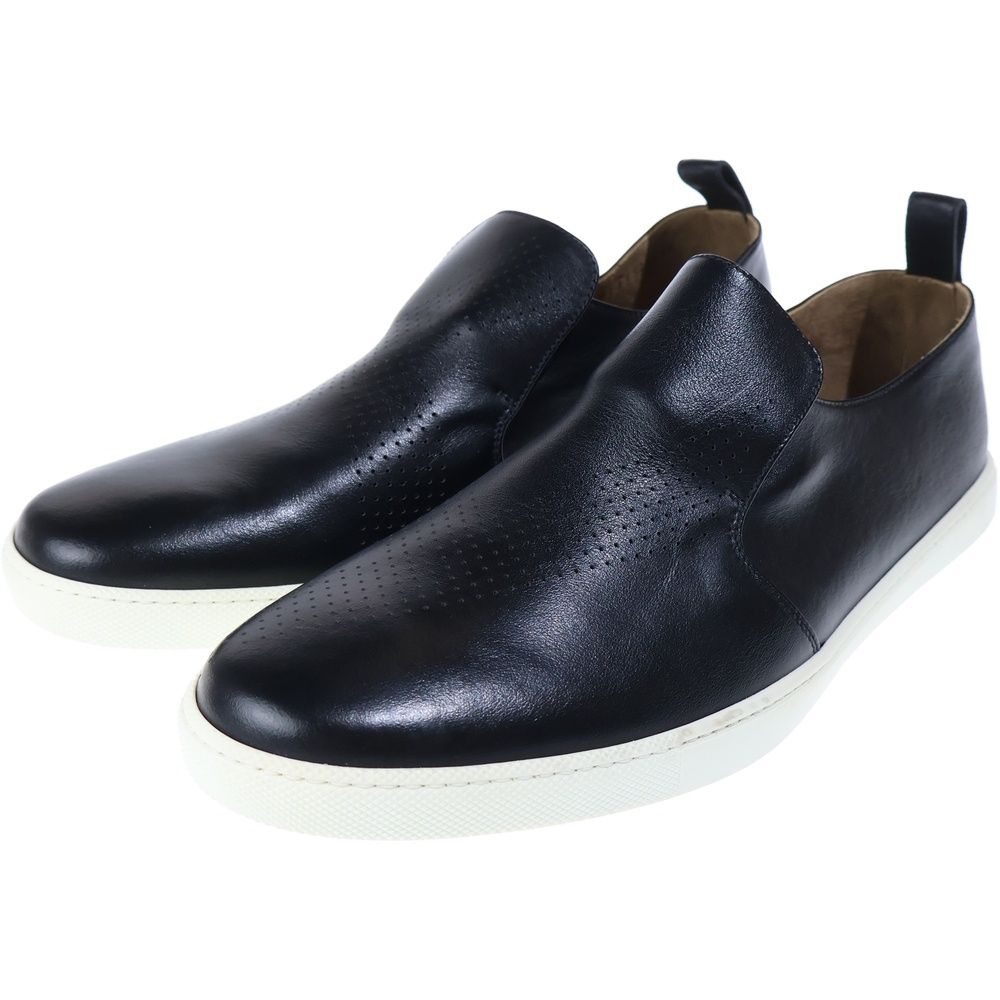 Hermes Perforated Leather Low Cut Sneakers Slip on Black — view 2