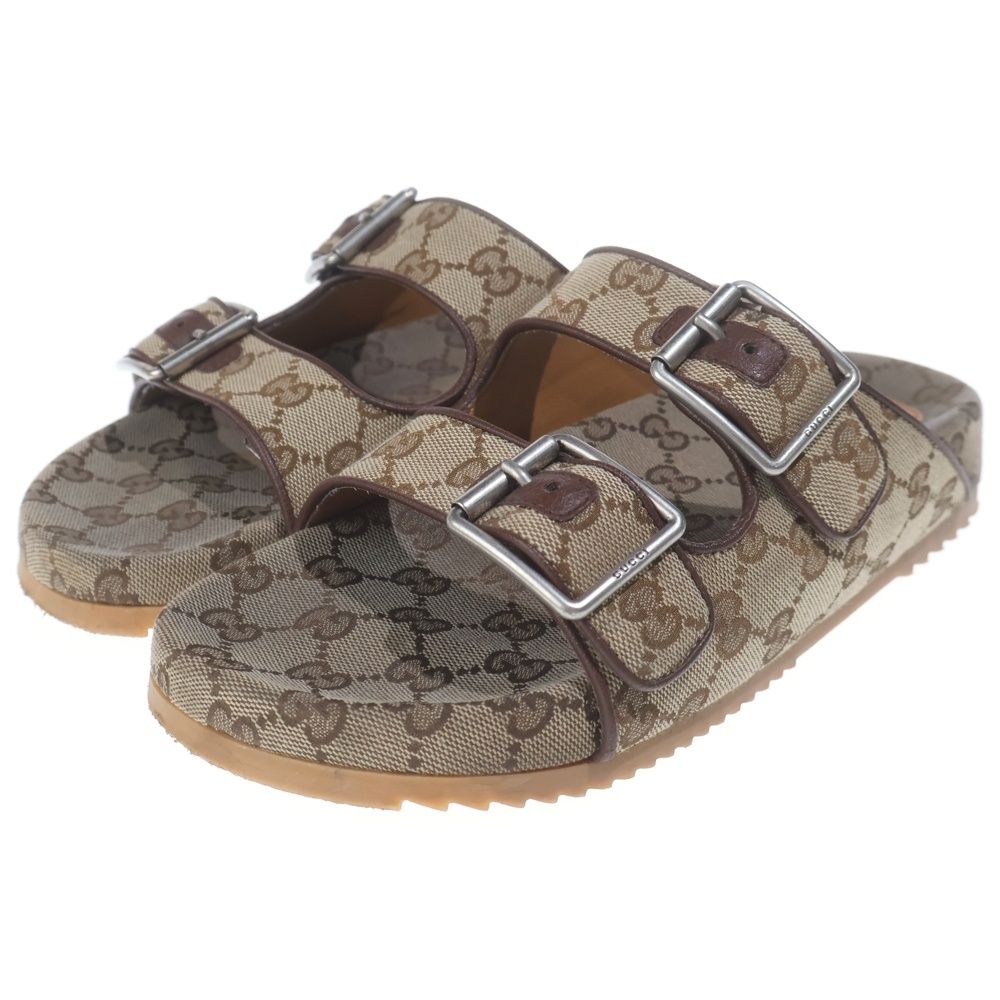 Gucci GG Canvas Strap Slide Sandals Beige — view 2